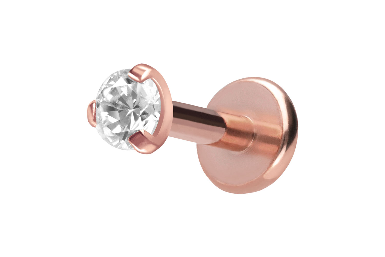 Titan Labret Piercing mit Push Fit EINGEFASSTER KRISTALL